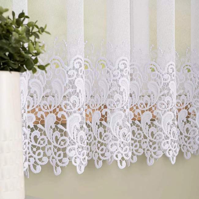 Firana gipiura 2 pasy - Szyta Na Wymiar - Krótka do parapetu - do salonu, pokoju, kuchni, bez prasowania - BOŻENA